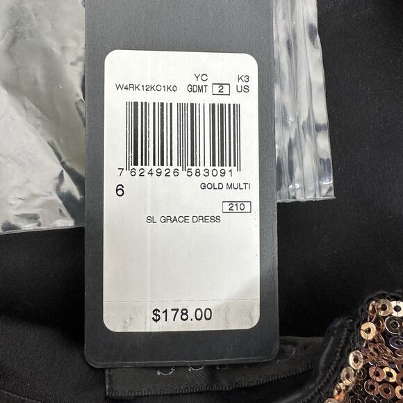 GUESS Women's Gold Grace Sequined Floral Mini Dress Size 6 New - Picture 6 of 12